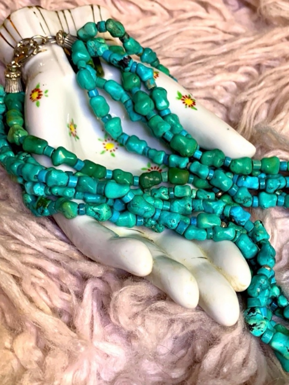 SUNDANCE Necklace PEYOTE BIRD Artisan Vintage Beautiful Turquoise Silver Boho